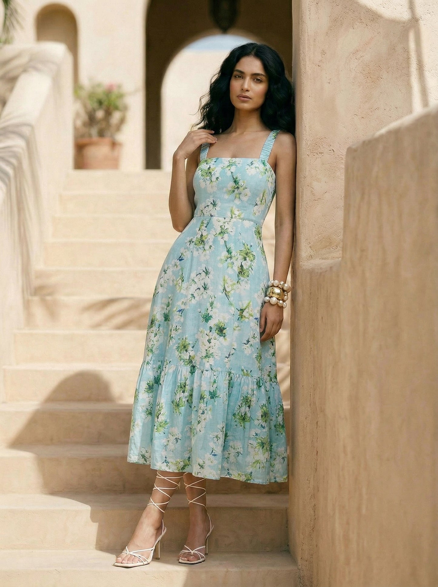 BLUE MIDI DRESS