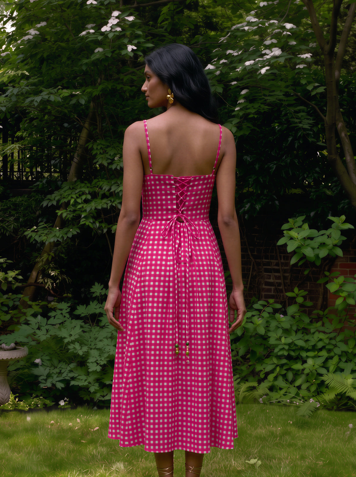 BERRY GINGHAM MIDI