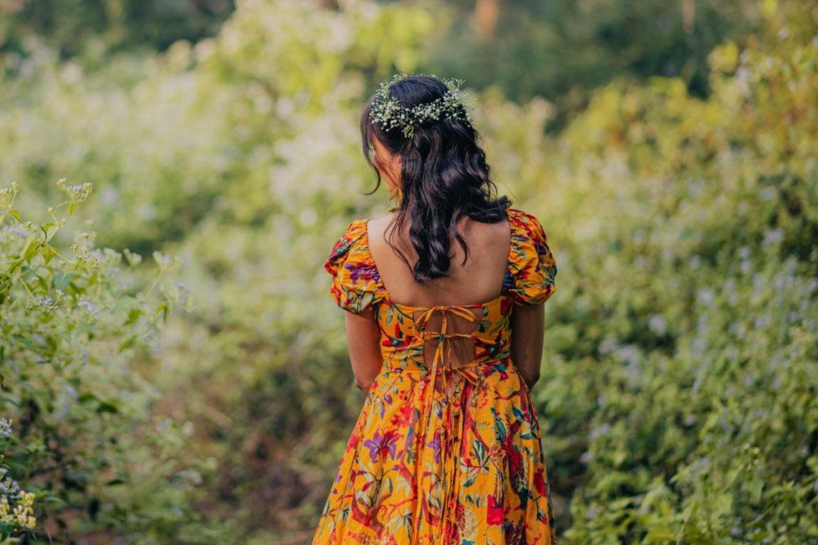 YELLOW TROPICALE DRESS