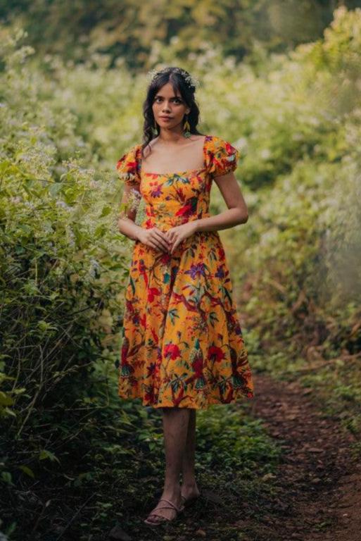 YELLOW TROPICALE DRESS