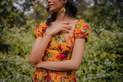 YELLOW TROPICALE DRESS